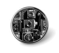Retro Cool Camera Collection Badge Holder Personalized Metal Button Pin Fashion Round Badge with Pattern Pin DIY Button Badges Exquisite Brooch Crafts Gift Clothes Decorative Pins