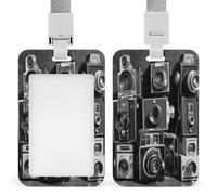 Retro Cool Camera Collection Badge Holders Retractable ID Badge Holder with Lanyard Heavy Duty Badges Reel Card Protector Detachable ID Card Holder for Nurse Teacher Staff Officer