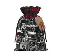 (Retro Cool Camera Collection) Drawstring Gift Bags Holiday Present Goody Bags For Xmas Party M