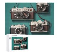 Retro Cool Camera Collection Jigsaw Puzzles 1000/500/300 Pieces Personalized Picture Puzzle Wooden Puzzle for Men Women Mother Day Birthday Wedding
