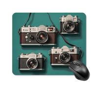 Retro Cool Camera Collection Mouse Pad Cute Square Mouse Mat Leather Non-Slip Rubber Base Mousepad Waterproof Computer Mouses Pad for Laptop Wireless Mouses Keyboard Home Office 25 * 30cm