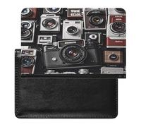 Retro Cool Camera Collection Passport Holder with Card Slots Portable Passport Cover Compact Waterproof Passports Protector