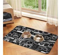 Retro Cool Camera Collection Patterned Pet Feeding Mat with Water-Absorbing PU Top & Rubber Base - Anti-Slip Dog Cat Food Mat for Cats, Dogs & Pets, 30x45cm