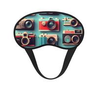 Retro Cool Camera Collection Print Adults Kids Eye Mask for Travel Face Cover Home Hotel Airplane Camping Sleep Aid