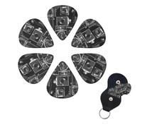 Retro Cool Camera Collection Print Guitar Picks 6 Pack Guitar Plectrums with Pick Holders Bass Picks For Acoustic Guitar Bass Electric Ukulele Includes 0.46mm, 0.71mm, 0.96mm