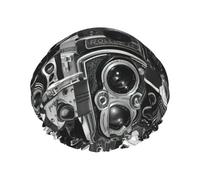 Retro Cool Camera Collection Print Shower Cap For Women Lightweight Reusable Softdouble Waterproof Layers Leakproof.