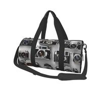 Retro Cool Camera Collection Print Travel Duffel Bag Large Foldable Round Travel Carry on Bag with Adjustable Shoulder Strap for Weekender Overnight Flight Hospital Sports