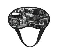 Retro Cool Camera Collection Print Unisex Washable Eye Mask Sleeping Light-Blocking Cover for Home Hotel Camping