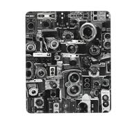 Retro Cool Camera Collection Square Mouse Pad, Cloth With Rubberized Base, Standard Gaming Mousepad, Non-Slip Rubber Base