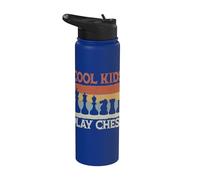 Retro Cool Kids Play Chess Checkmate Chess Players Stainless Steel Insulated Water Bottle