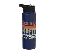 Retro Cool Kids Play Chess Checkmate Chess Players Stainless Steel Insulated Water Bottle