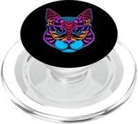 Retro Cool Neon Cat PopSockets PopGrip for MagSafe