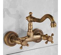 Retro Copper Ancient Walled Kitchen Faucet 360 Degree Kitchen Faucet Cool and Heat Mixer Tap Brass Double Handband Ceramic Belt Aerator,Five Ordinary Short Cuts