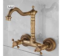 Retro Copper Ancient Walled Kitchen Faucet 360 Degree Kitchen Faucet Cool and Heat Mixer Tap Brass Double Handband Ceramic Belt Aerator,Five Ordinary High Rates