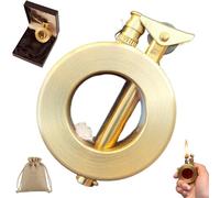 Retro Copper Kerosene Lighters, Vintage Steampunk Trench Lighter, Unique Cool Ring Lighters for Men, Antique Grinding Wheel Lighter for Collection Gift