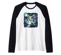 Retro Corgi Funny Boys Dogs Girls Moon Meme Graphic Raglan Baseball Tee