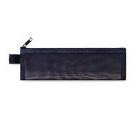 Retro Cosmetic Bag, Mesh Zipper, Dark Blue | Mesh Panel Design, Vintage Storage Pouch, Counter Use, For