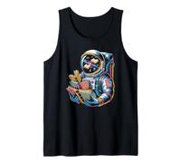 Retro Cosmic Bookworm discovering a Magical Star Library Tank Top