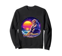 Retro Cosmic Cat Astronaut Sunset Sweatshirt
