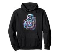Retro Cosmic Chicken Lady Exploring The Vast Universe Pullover Hoodie