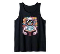 Retro Cosmic Explorer discovering a Magical Book Library Tank Top