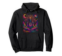 Retro Cosmic Peace and Meditation Woman Vintage Style Art Pullover Hoodie