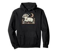 Retro cottagecore farm animal exploring wild toadstools Pullover Hoodie