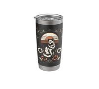 Retro Cottagecore White Cat with Floral Surround Cute Kitty Stainless Steel Insulated Tumbler