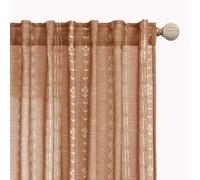 Retro Country Curtains 63 Inch Length for Living Room Kitchen Window 2 Panel Set,Sheer Fun Print Rust Burnt Orange Funky Floral Printed Boho Mid Century Modern Curtains for Bedroom 63 Inches Long