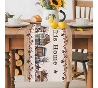 Retro Country Farm Star Wood Grain Table Runner 72 Inches Long, Bless This Home Washable Table Runners Heat-Insulation Kitchen Dining Table Decorations for Home Party Decor 13x72in