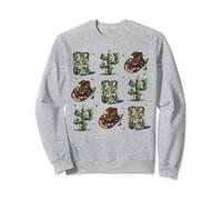 Retro Cowboy Boots Hats Cactus Christmas Tree Lights Western Sweatshirt