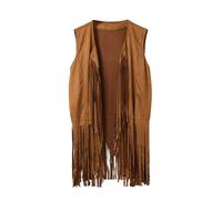 Retro Cowboy Waistcoat for Men Open Front Tassel Vest in Faux Suede Leather Gothic Steampunk Design Ideal for Hippie Costume, Cosplay and Western Dressing