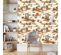 Retro Cowboy Wallpaper Self-Adhesive 0.52×10 m Desert Village Matte Contact Paper Removable Thicken Waterproof Peel and Stick Wall Paper for Home Wall Decoration Furniture Renovation