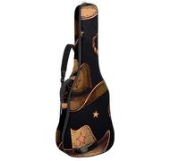 Retro Cowboy Western and Wild West Theme Guitar Bag, Padded Acoustic Guitar Case Backpack with Adjustable Shoulder Strap Pockets