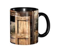 Retro Cowboy Western Country Farm Mug - Double Color Ceramic Mug - 330ml, Microwave Safe Coffee Cup, Perfect for Home, Office, Or Gift (9.5cm Wide)
