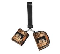 Retro Cowboy Western Country Farm Wristlet Keychain Wallet Pouch with Strap Double Zipper Small Coin Purse Portable Wrist Bag for Travel Gym Daily Use