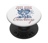 Retro Cowgirl Shirt Just Here for the Cowboys Western Rodeo PopSockets Adhesive PopGrip
