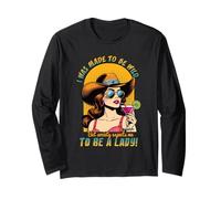 Retro Cowgirl Wild Woman Funny Western Cocktail Attitude Art Long Sleeve T-Shirt