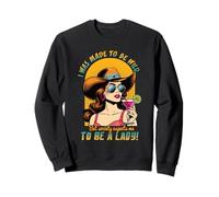 Retro Cowgirl Wild Woman Funny Western Cocktail Attitude Art Sweatshirt