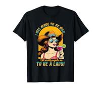 Retro Cowgirl Wild Woman Funny Western Cocktail Attitude Art T-Shirt
