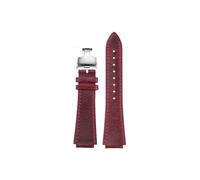 Retro Cowhide Convex interface Watch band 18mm Fit for Casio AE-1200 AE-1300 A158 A159 A168 A169 F91w(B Red-silver)