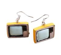Retro Creative Television Radio Iron Drop Earring Funny 80s90s Sewing Machine Dangle Earring for Women, Metal, metal