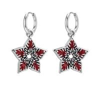 Retro Creature & Red Star Dangle Earrings, 316L Stainless Steel Vintage Drop Earrings, Horror Inspired Statement Jewelry, Lightweight Cosplay Fashion Earrings Gift, 10MM, Metal, No Gemstone
