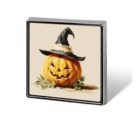 Retro Creepy Haloween Pumpkin with Witch Hat Unisex Brooches & Pins Square Lightweight Lapel Badge Jewelry for Clothing Shawl Hat