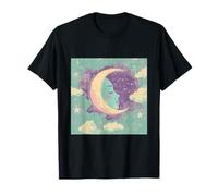 Retro Crescent Moon Face T-Shirt