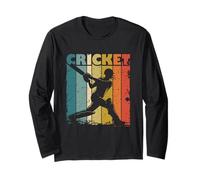 Retro Cricket Player Batter Batsman for Men Women Kids Long Sleeve T-Shirt