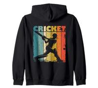 Retro Cricket Player Batter Batsman For Men Women Kids Zip Hoodie