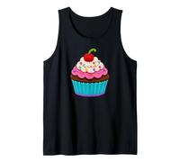 Retro Crochet-Style Cupcake Cherry Top Print Shapes Mania Tank Top