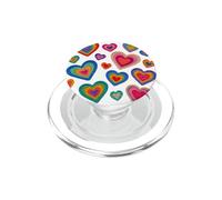Retro Crochet-Style Rainbow Color Hearts Print Shapes Mania PopSockets PopGrip for MagSafe