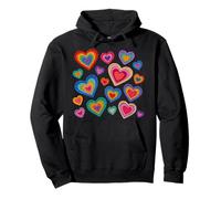 Retro Crochet-Style Rainbow Color Hearts Print Shapes Mania Pullover Hoodie